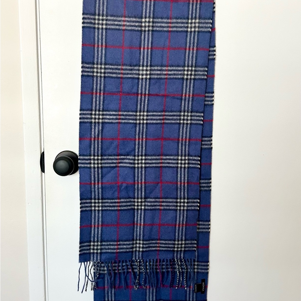 Blue and Red Plaid Alpaca Scarf
